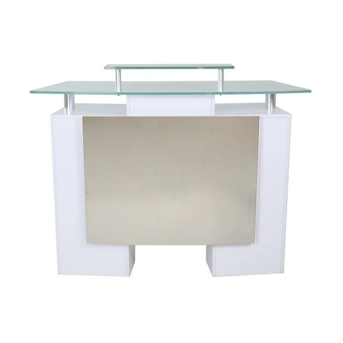 Italica 3313W Reception Desk White With Stainless Panel - Image 4