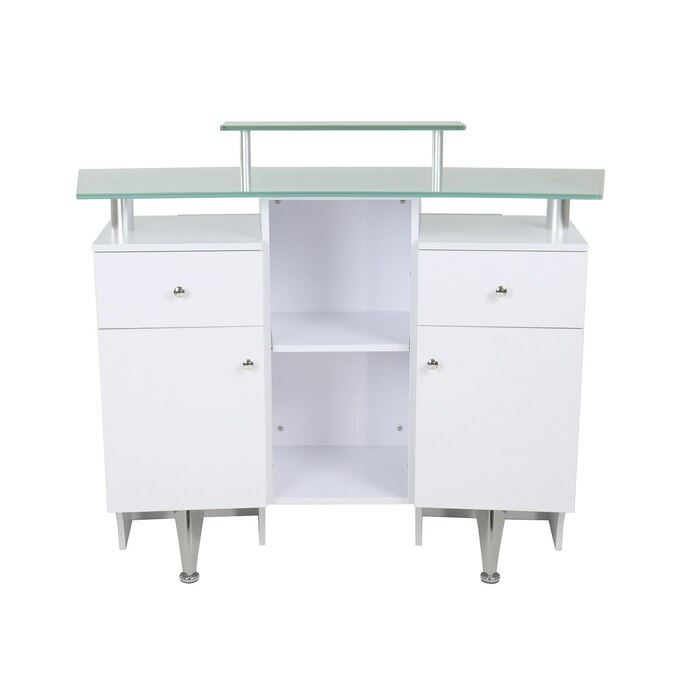 Italica 3313W Reception Desk White With Stainless Panel - Image 2