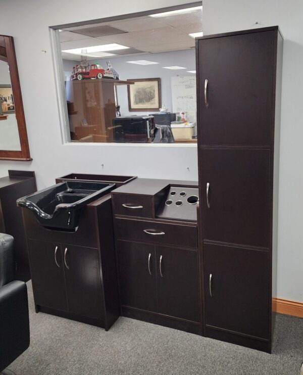 Showroom 3 Piece Wood Grain Wet Booth Hair Styling Set (Bowl Sold Separately)